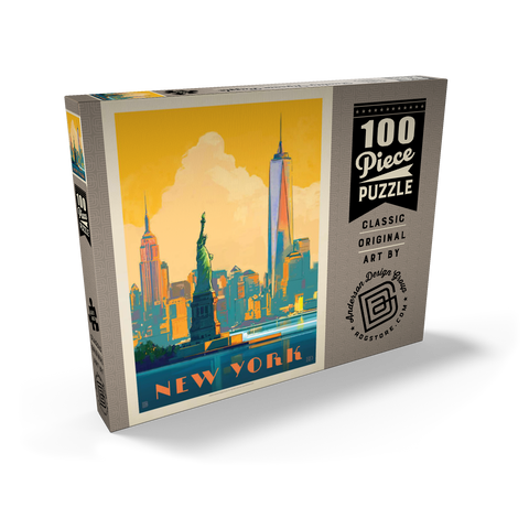 New York City: Skyline Glow, Vintage Poster 100 Puzzle Schachtel Ansicht2
