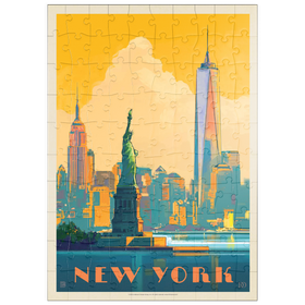 Darstellung des Puzzle-Motivs New York City: Skyline Glow, Vintage Poster – Puzzleteile: 100