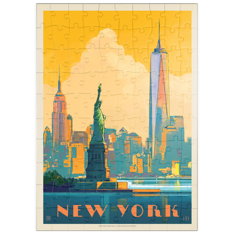 puzzleplate New York City: Skyline Glow, Vintage Poster 100 Puzzle