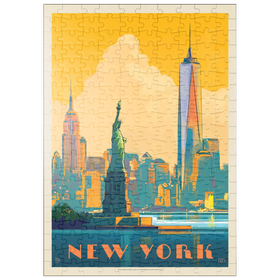Darstellung des Puzzle Motivs New York City: Skyline Glow, Vintage Poster - Puzzleteile: 200