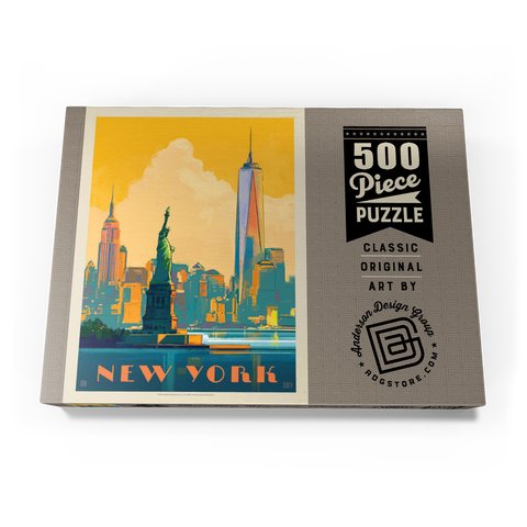 New York City: Skyline Glow, Vintage Poster 500 Puzzle Schachtel Ansicht3