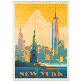 Darstellung des Puzzle-Motivs New York City: Skyline Glow, Vintage Poster – Puzzleteile: 500