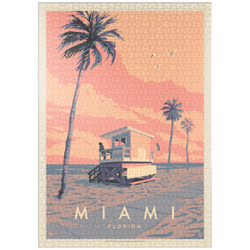 Darstellung des Puzzle Motivs Miami, FL: Lifeguard Tower, Vintage Poster - Puzzleteile: 1000