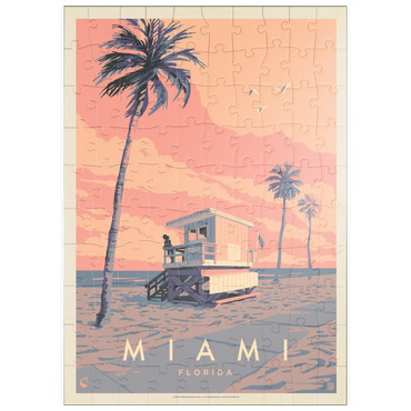 puzzleplate Miami, FL: Lifeguard Tower, Vintage Poster 100 Puzzle
