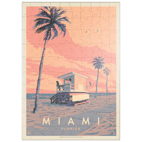 puzzleplate Miami, FL: Lifeguard Tower, Vintage Poster 100 Puzzle