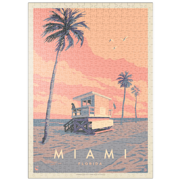 puzzleplate Miami, FL: Lifeguard Tower, Vintage Poster 500 Puzzle