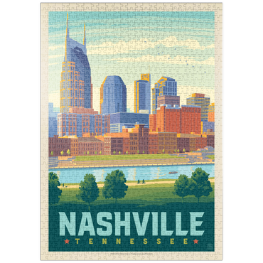 puzzleplate Nashville Skyline: Summer On The Riverfront, Vintage Poster 1000 Puzzle