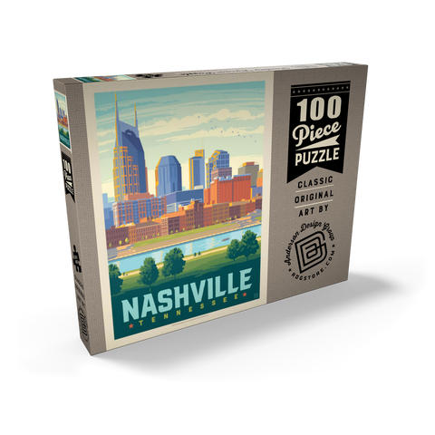 Nashville Skyline: Summer On The Riverfront, Vintage Poster 100 Puzzle Schachtel Ansicht2