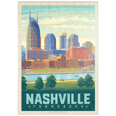 puzzleplate Nashville Skyline: Summer On The Riverfront, Vintage Poster 100 Puzzle