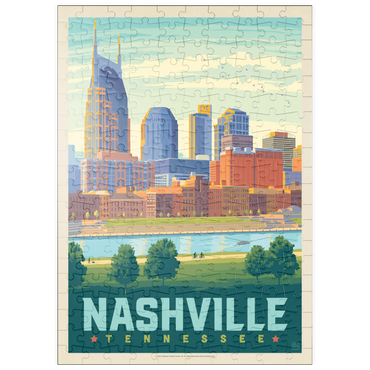 puzzleplate Nashville Skyline: Summer On The Riverfront, Vintage Poster 200 Puzzle