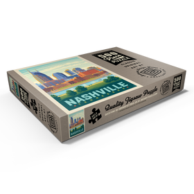 Darstellung des Puzzle Motivs Nashville Skyline: Summer On The Riverfront, Vintage Poster - Puzzleteile: 500