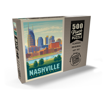 Nashville Skyline: Summer On The Riverfront, Vintage Poster 500 Puzzle Schachtel Ansicht2