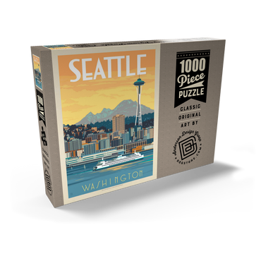 Seattle, WA: Ferry, Vintage Poster 1000 Puzzle Schachtel Ansicht2