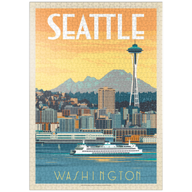 Darstellung des Puzzle-Motivs Seattle, WA: Ferry, Vintage Poster – Puzzleteile: 1000