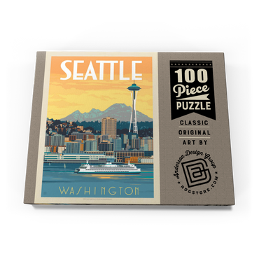 Seattle, WA: Ferry, Vintage Poster 100 Puzzle Schachtel Ansicht3