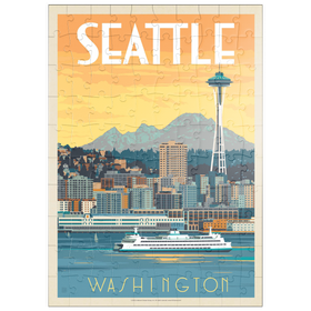 Darstellung des Puzzle Motivs Seattle, WA: Ferry, Vintage Poster - Puzzleteile: 100