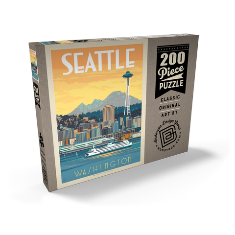 Seattle, WA: Ferry, Vintage Poster 200 Puzzle Schachtel Ansicht2