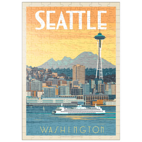 Darstellung des Puzzle-Motivs Seattle, WA: Ferry, Vintage Poster – Puzzleteile: 200