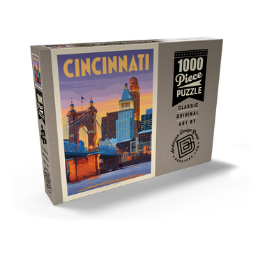 Cincinnati, OH: Riverfront, Vintage Poster 1000 Puzzle Schachtel Ansicht2