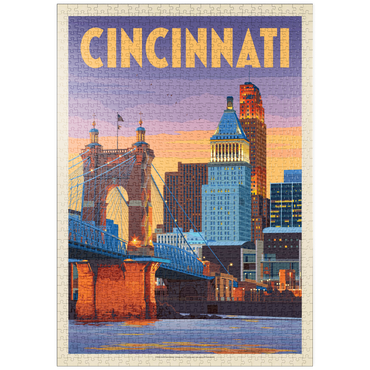 puzzleplate Cincinnati, OH: Riverfront, Vintage Poster 1000 Puzzle