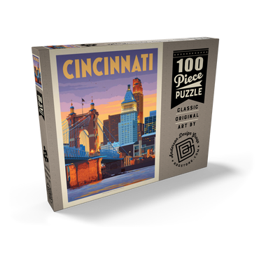 Cincinnati, OH: Riverfront, Vintage Poster 100 Puzzle Schachtel Ansicht2