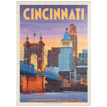 puzzleplate Cincinnati, OH: Riverfront, Vintage Poster 100 Puzzle