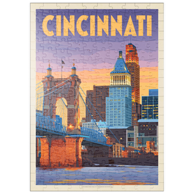 Darstellung des Puzzle-Motivs Cincinnati, OH: Riverfront, Vintage Poster – Puzzleteile: 200