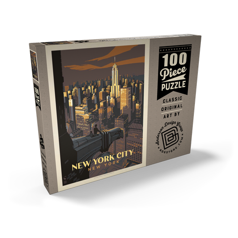 New York City: Eagle's View, Vintage Poster 100 Puzzle Schachtel Ansicht2