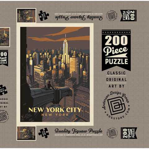 New York City: Eagle's View, Vintage Poster 200 Puzzle Schachtel 3D Modell