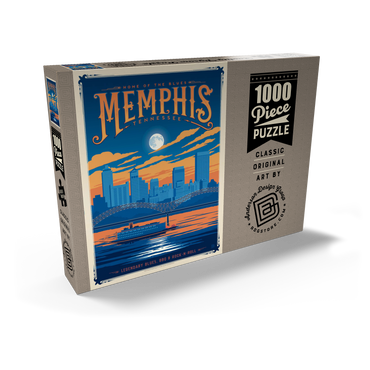Memphis, TN: Home of Blues, Rock n’ Roll, and Soul, Vintage Poster 1000 Puzzle Schachtel Ansicht2