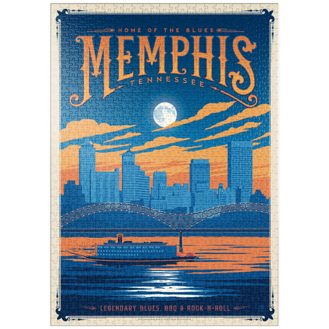 puzzleplate Memphis, TN: Home of Blues, Rock n’ Roll, and Soul, Vintage Poster 1000 Puzzle
