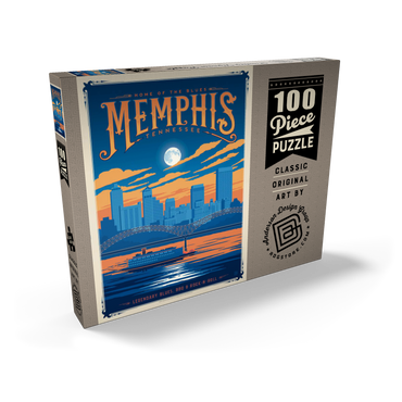 Memphis, TN: Home of Blues, Rock n’ Roll, and Soul, Vintage Poster 100 Puzzle Schachtel Ansicht2