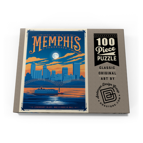 Memphis, TN: Home of Blues, Rock n’ Roll, and Soul, Vintage Poster 100 Puzzle Schachtel Ansicht3