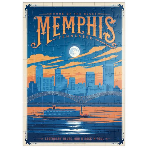 puzzleplate Memphis, TN: Home of Blues, Rock n’ Roll, and Soul, Vintage Poster 100 Puzzle