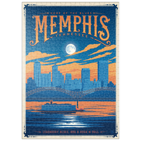Darstellung des Puzzle Motivs Memphis, TN: Home of Blues, Rock n’ Roll, and Soul, Vintage Poster - Puzzleteile: 500