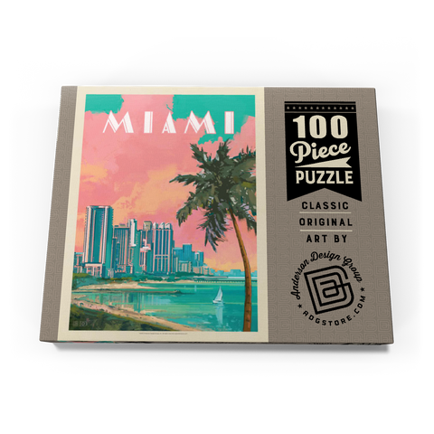 Miami, FL: South Beach, Vintage Poster 100 Puzzle Schachtel Ansicht3