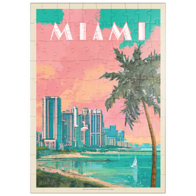 Darstellung des Puzzle Motivs Miami, FL: South Beach, Vintage Poster - Puzzleteile: 100