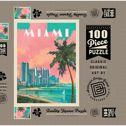 Miami, FL: South Beach, Vintage Poster 100 Puzzle Schachtel 3D Modell