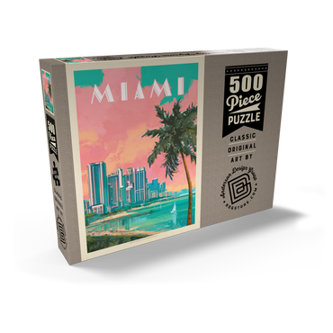 Miami, FL: South Beach, Vintage Poster 500 Puzzle Schachtel Ansicht2