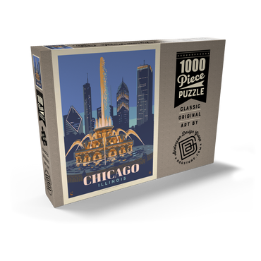 Chicago, IL: Fountain Of Light, Vintage Poster 1000 Puzzle Schachtel Ansicht2