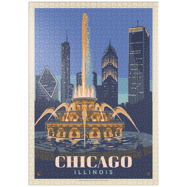 puzzleplate Chicago, IL: Fountain Of Light, Vintage Poster 1000 Puzzle