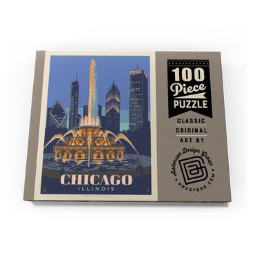 Chicago, IL: Fountain Of Light, Vintage Poster 100 Puzzle Schachtel Ansicht3