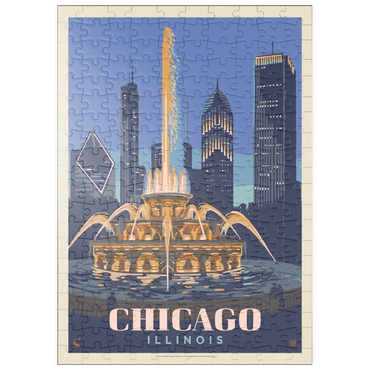 puzzleplate Chicago, IL: Fountain Of Light, Vintage Poster 200 Puzzle