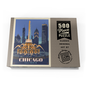 Chicago, IL: Fountain Of Light, Vintage Poster 500 Puzzle Schachtel Ansicht3