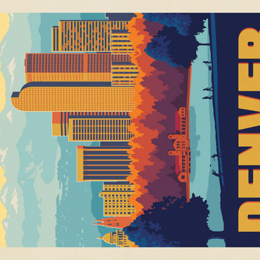 Denver, Colorado: City Park, Vintage Poster 1000 Puzzle 3D Modell