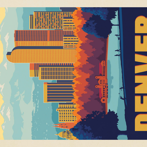 Denver, Colorado: City Park, Vintage Poster 1000 Puzzle 3D Modell