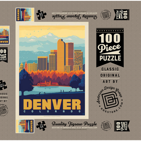 Denver, Colorado: City Park, Vintage Poster 100 Puzzle Schachtel 3D Modell