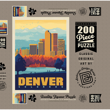 Denver, Colorado: City Park, Vintage Poster 200 Puzzle Schachtel 3D Modell