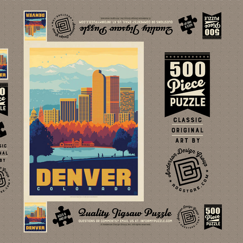 Denver, Colorado: City Park, Vintage Poster 500 Puzzle Schachtel 3D Modell