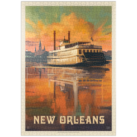 Darstellung des Puzzle-Motivs New Orleans: Riverboat, Vintage Poster – Puzzleteile: 1000